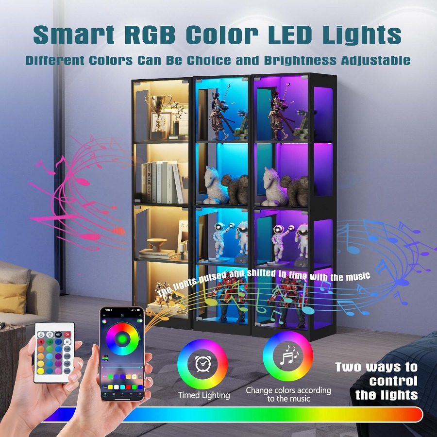 Vitrina con Puertas de Vidrio, - Lighting reseña y precio